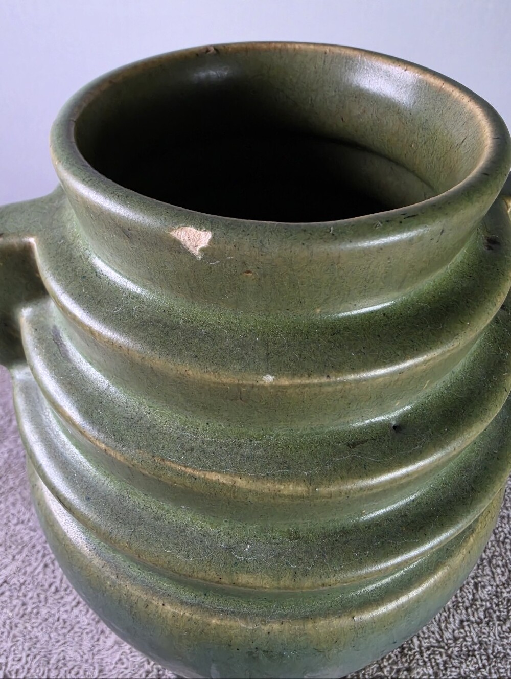 Green McCoy Art Pottery Brutalist Vase - Sculptural Ceramic Vase - Picture 7 of 14